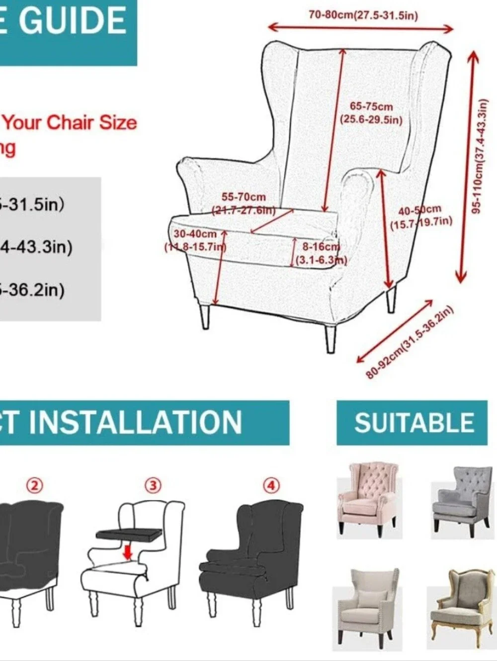 Gray Stretch Wing Chair Slipcovers [Set Of 2]